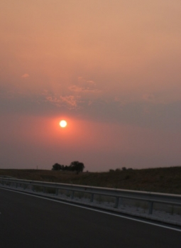 Sunset over a Turkish road