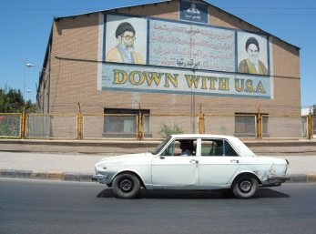 Not vety subtle political comment in downtown Mashad